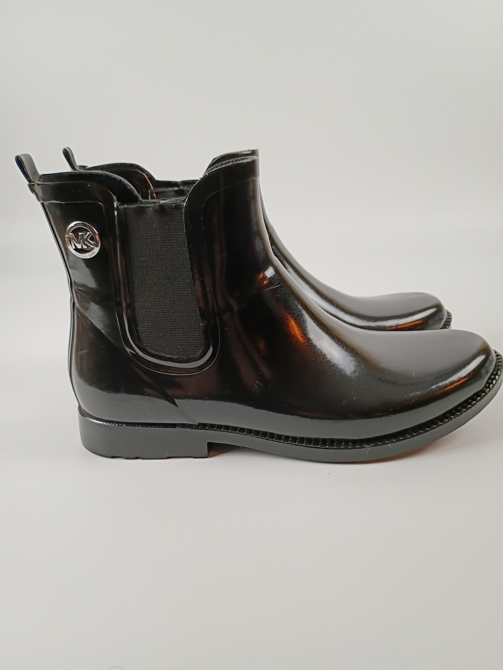 Michael Kors Black Glossy Chelsea Rain Boots